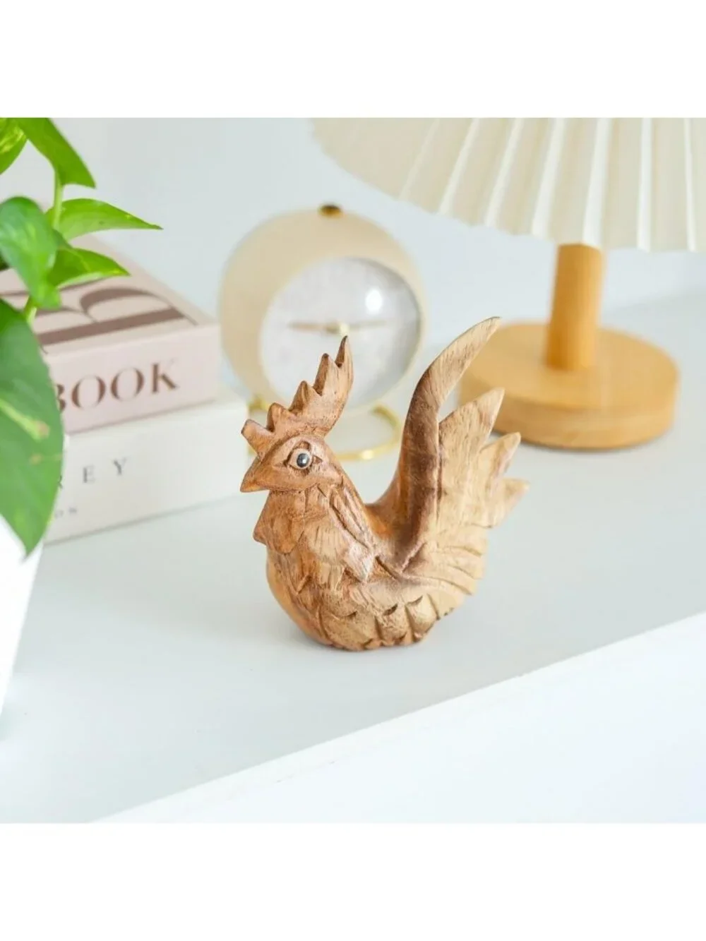Handmade Wooden Rooster Figurine | Rustic Farmhouse Decor | Unique Gift for